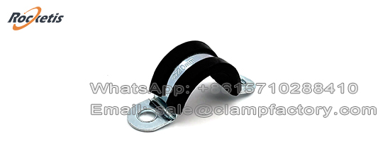 Abrazadera con goma en perfil tipo P y tipo Omega en acero inoxidable y acero zincado para soporte de cables 1