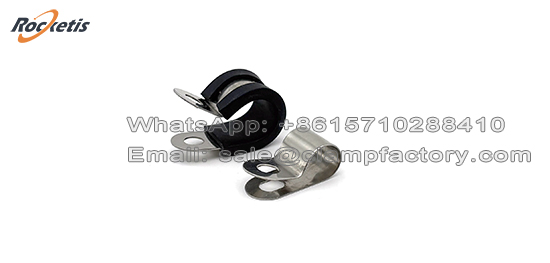 Abrazadera con goma en perfil tipo P y tipo Omega en acero inoxidable y acero zincado para soporte de cables 2