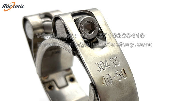 Abrazaderas de acero inoxidable para mangueras con dise&ntilde;o de doble perno para servicio pesado AISI 304 AISI 316 1