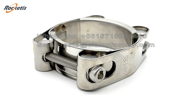 Abrazaderas de acero inoxidable para mangueras con dise&ntilde;o de doble perno para servicio pesado AISI 304 AISI 316 2
